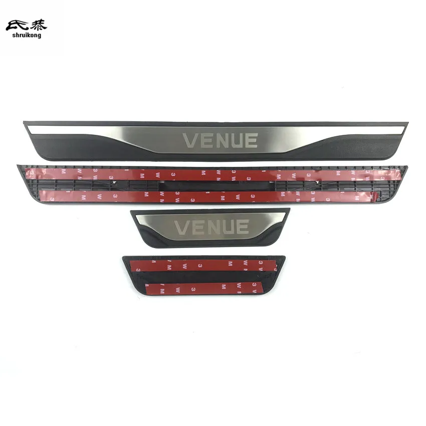 4PCS/SET ABS Plastic Stainless Steel For 2019-2022 Hyundai Venue Auto Car Door Sill Pedals Welcome Scuff Plate Cover