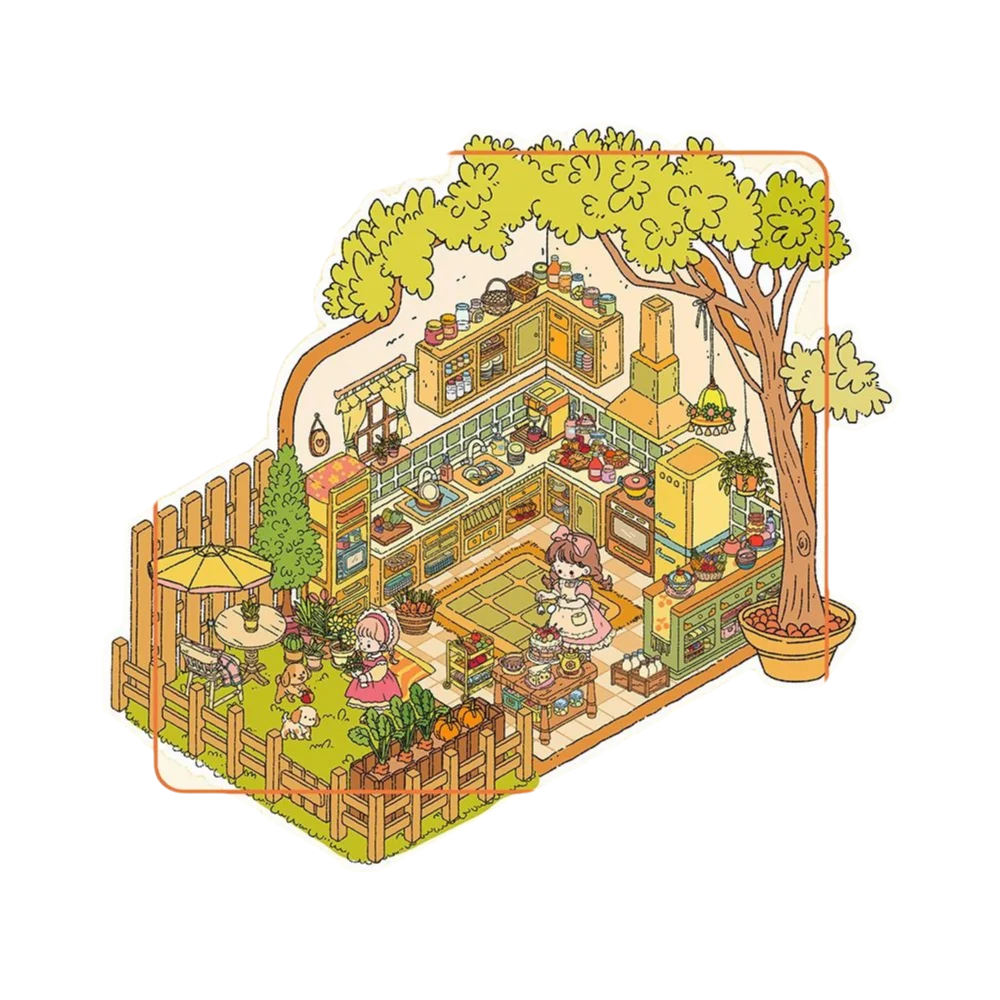 European Princess 3D Scene Stickers Cartoon Stacking and Pasting Landscape Making Sticker Scrapbook PET Decorative Game Stickers