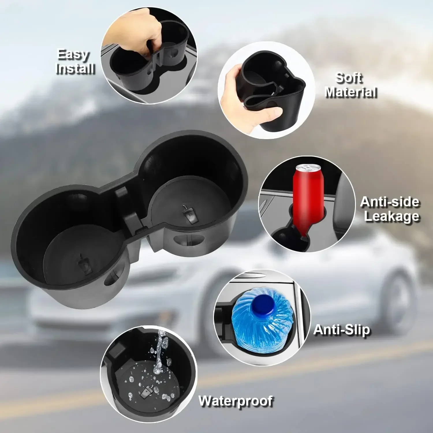 For Tesla Model Y(2021-2024)/Model 3(2017-2023) Central Control Water Cup Limiter Fixed Drink Holder Car Interior Accessory