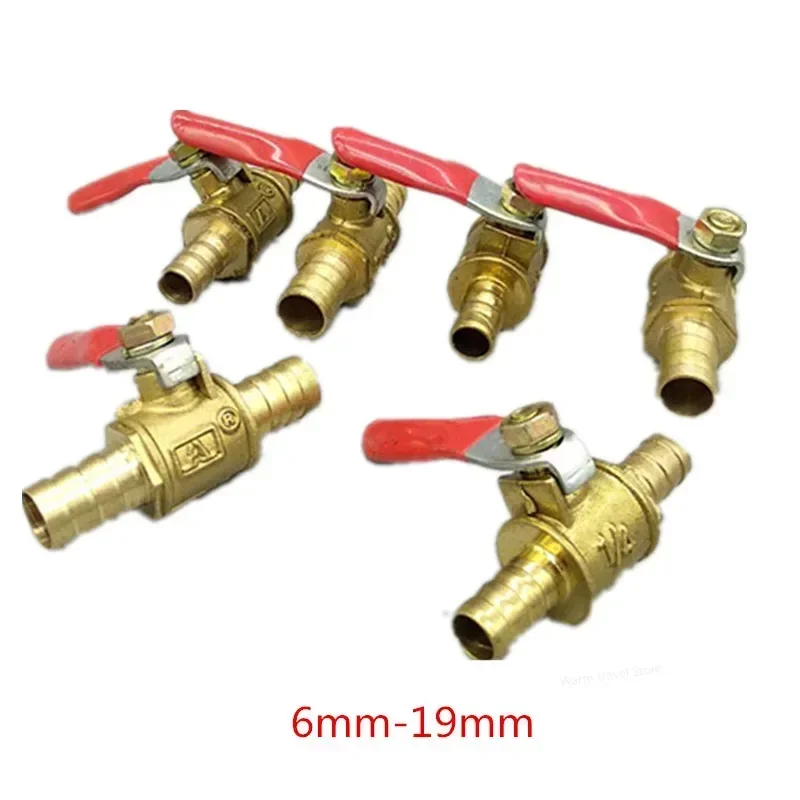 6mm-12mm Pneumatic Connector Hose Barb  Brass Water Oil Air Gas Fuel Line Shutoff Ball Valve Pipe Fittings Pneumatic Pipe Switch