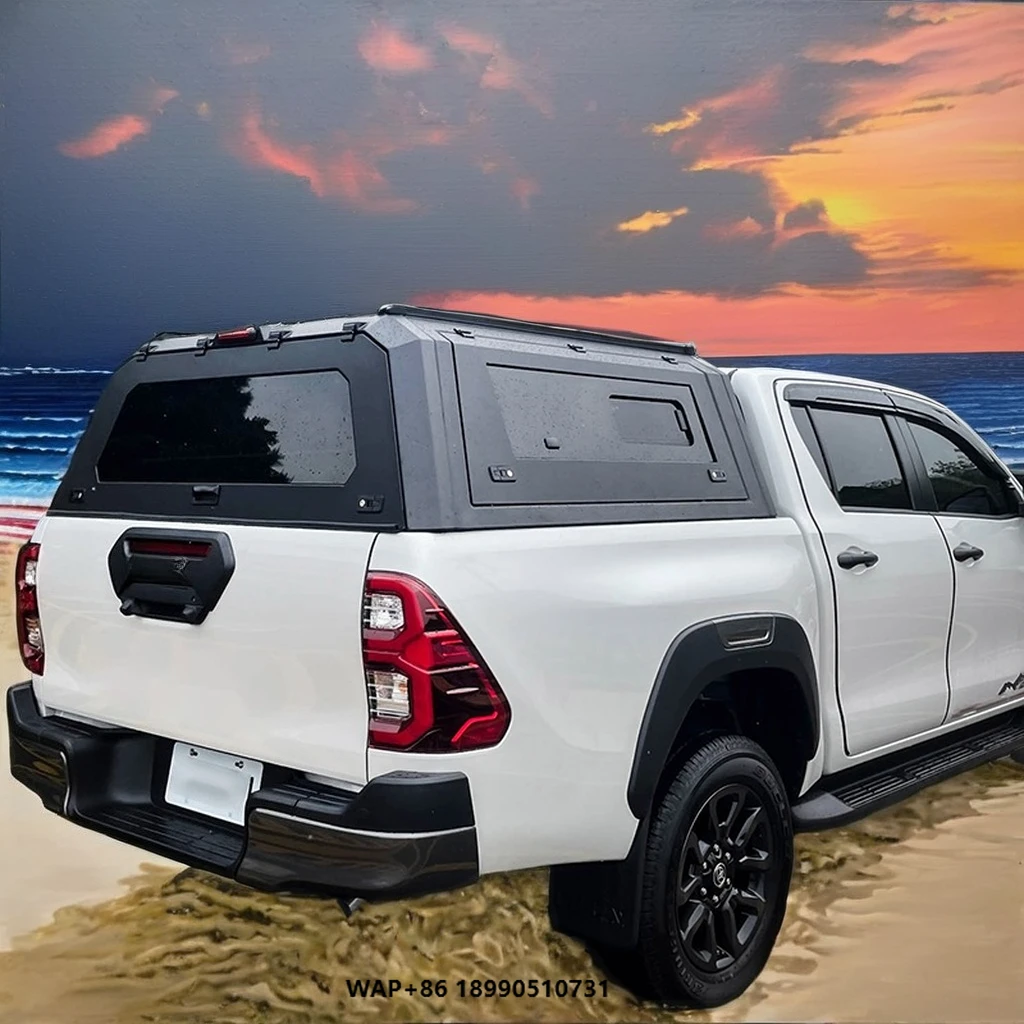 

Silverado 1500 Topper Pickup Truck Bed Canopy Hard Topper Exterior Accessories Camper Shell Black Steel & Aluminum No Drill