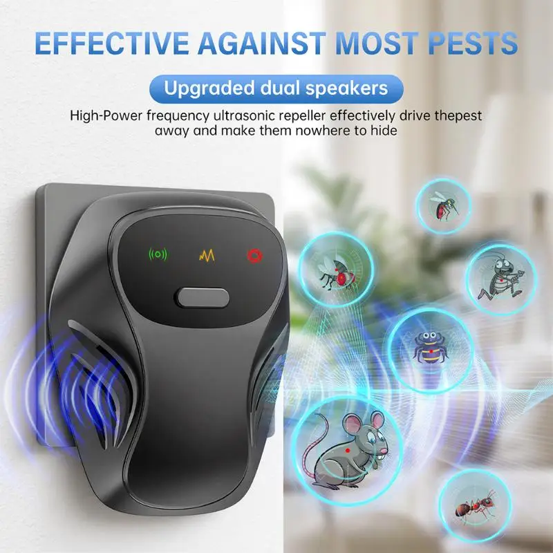 Plug In Ultrasonic Pest Repeller With Dual Speaker Electronic Insect Rodent Repellent For Mice Cockroaches Household Supply
