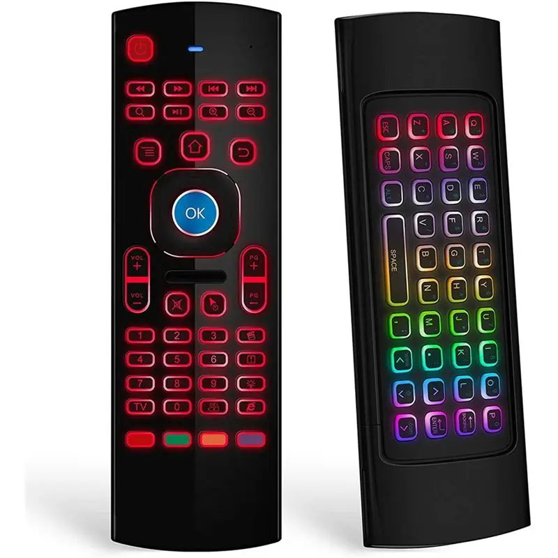 AAAEL-3X Air Mouse For Android Tv Box, Mini Wireless Keyboard Air Remote Mouse Control With RGB Backlit MX3 Pro IR Learning