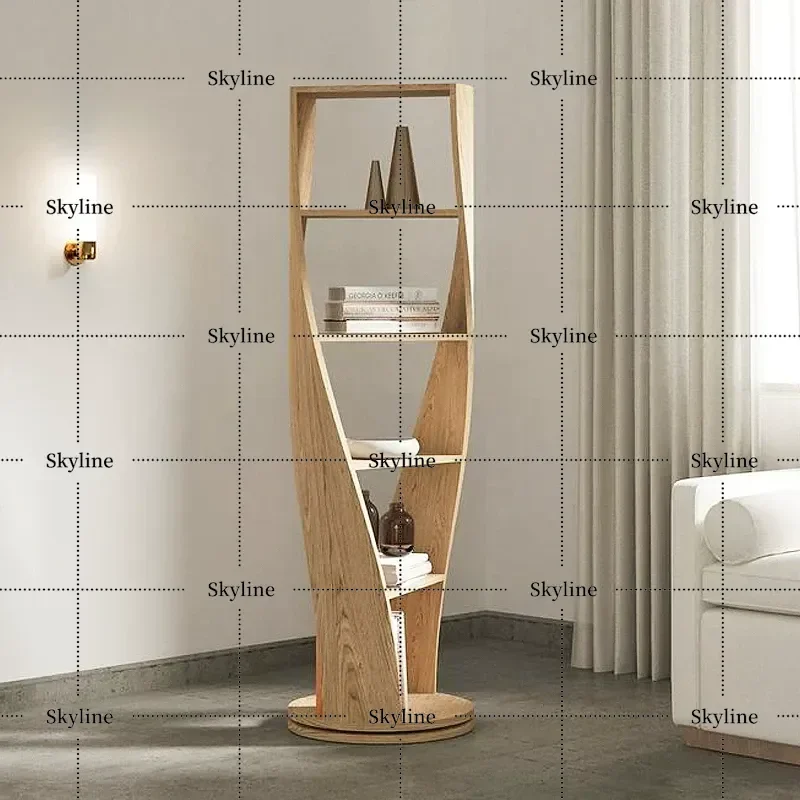 Rotating Floor Bookshelf – Creative Corner Bookcase for Living Room, Vertical Display Shelf Storage Rack
