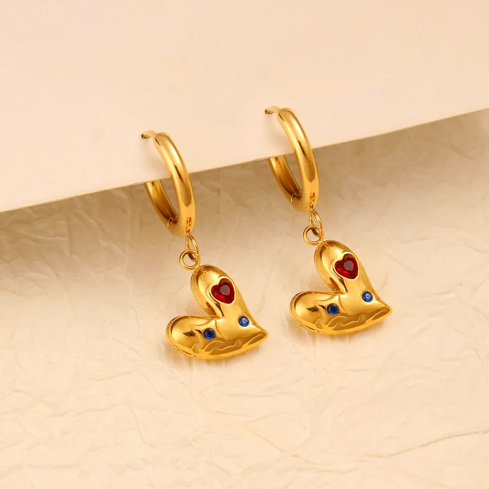 DIY accessories  new light luxury zircon heart-shaped pendant earrings, fashionable and elegant temperament, high-end earrings,