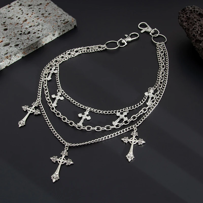 【SSummer10】Punk Rock Mehrschichtige Kreuz-Hosenkette für Männer und Frauen, Geldbörsen-Charm, Jeans, Unisex, Hip-Hop-Schmuck, Geschenk【SS】 – Detail 11