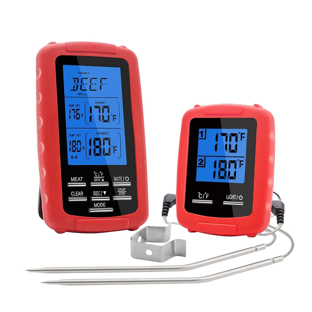 Wireless Thermometer Digital Waterproof Meat Temperature Meter with 2 Probes for Cooking Grilling BBQ