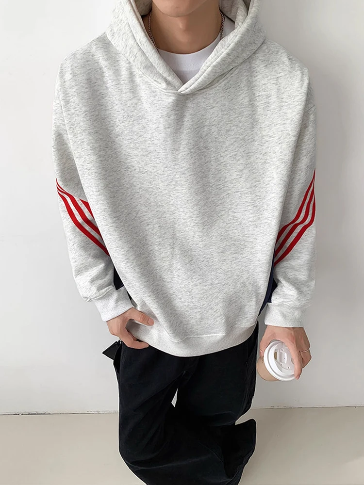 

Мужская толстовка American Stripe Color Block с капюшоном, осенне-зимняя, утепленная, свободного кроя, повседневная, удобная, с длинными рукавами