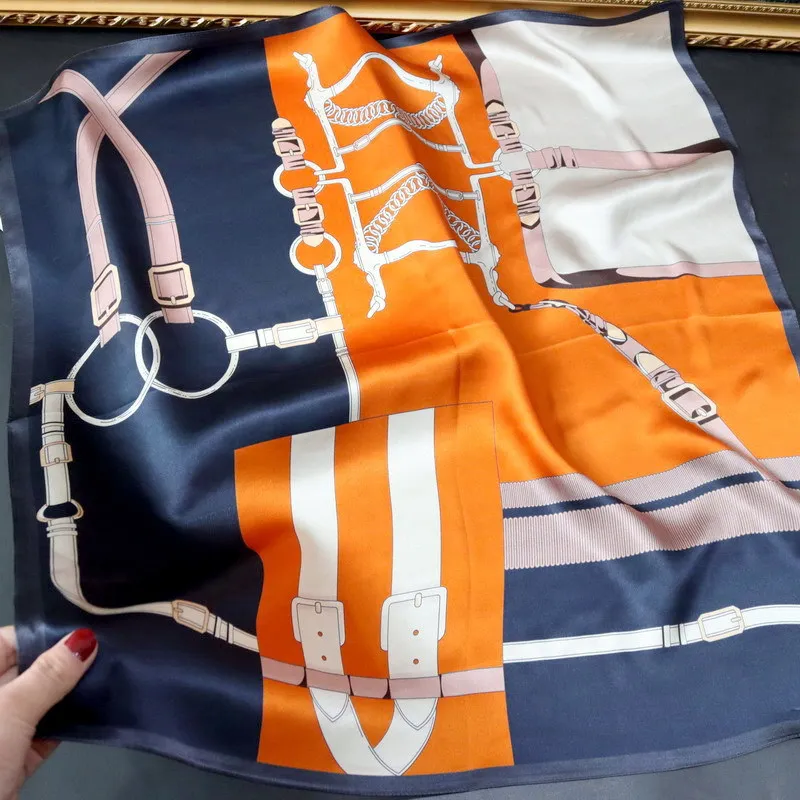 

Шелковый шарф с поясом и принтом, женские роскошные дизайнерские банданы, шали, шарфы-хиджабы для женщин, платок, женский рождественский подарок, 65 см