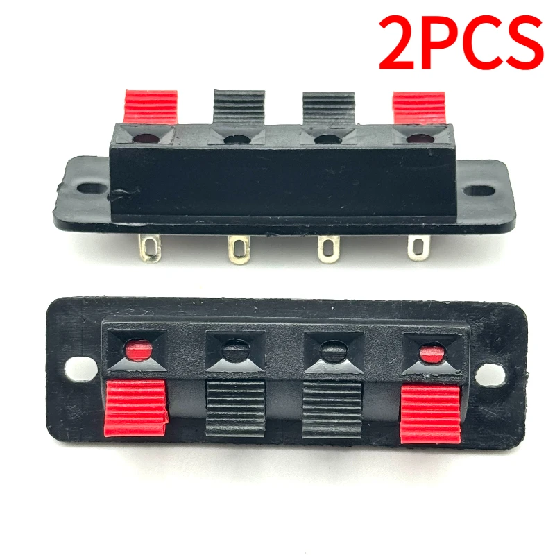 2PCS Hot Plastic 4 Positions Connector Terminal Push In Jack Spring Load Audio Speaker Terminals Breadboard Clip