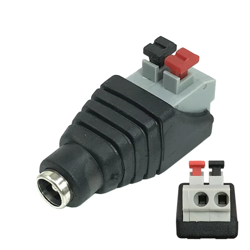 5PCS Solderless press type DC power connector male and female butt plug 12V monitor video 5.5*2.1MM connection terminal