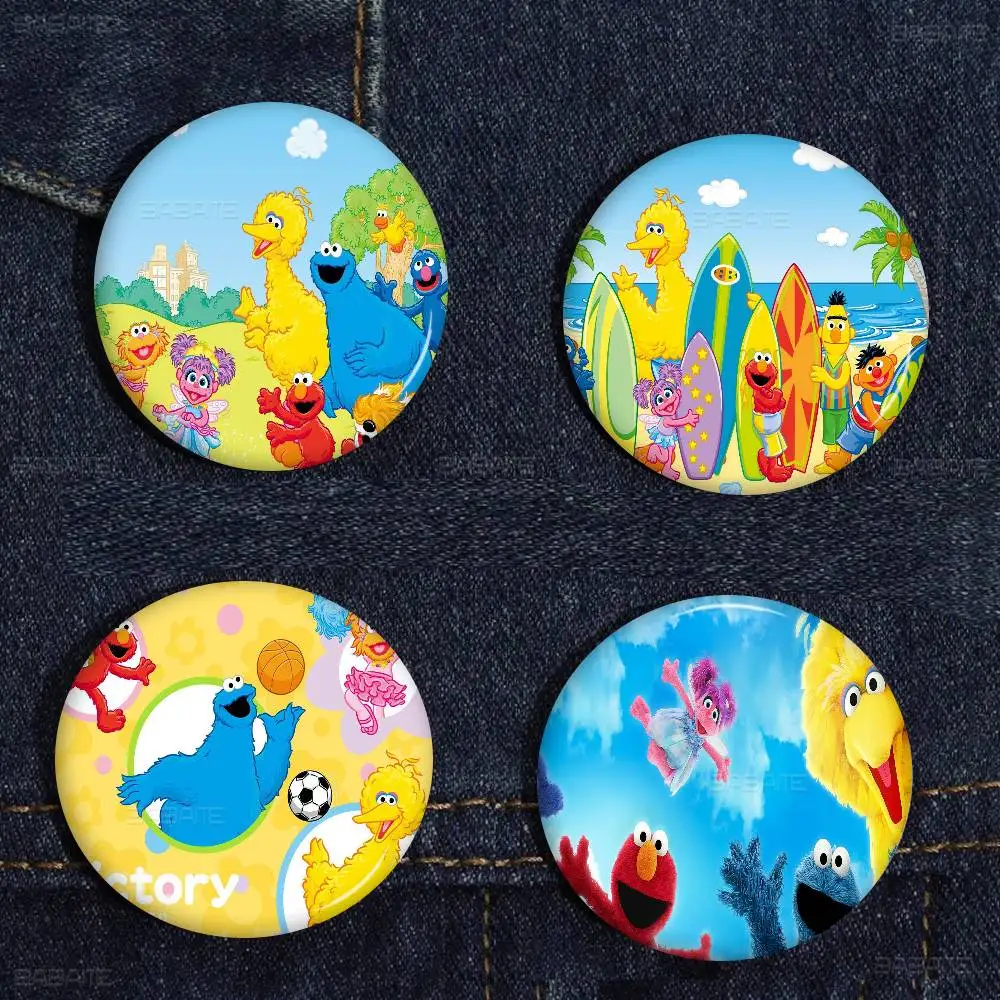 S-Sesame S-Street TV Cute Cartoon Soft Button Pin Bright Printed Icon Gift For Friends Badge Collar Brooch Lapel Pin Metal