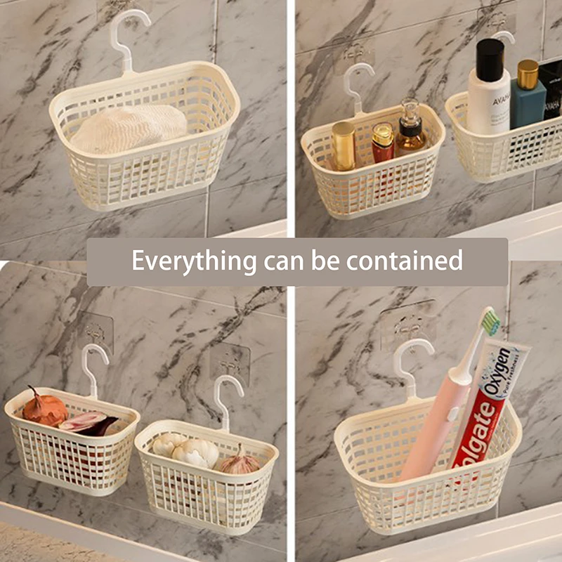 White Wall Mounted Waste Facial Towels Multifunctional No Punching Drainage Storage Box Sundries Storage Rack.~