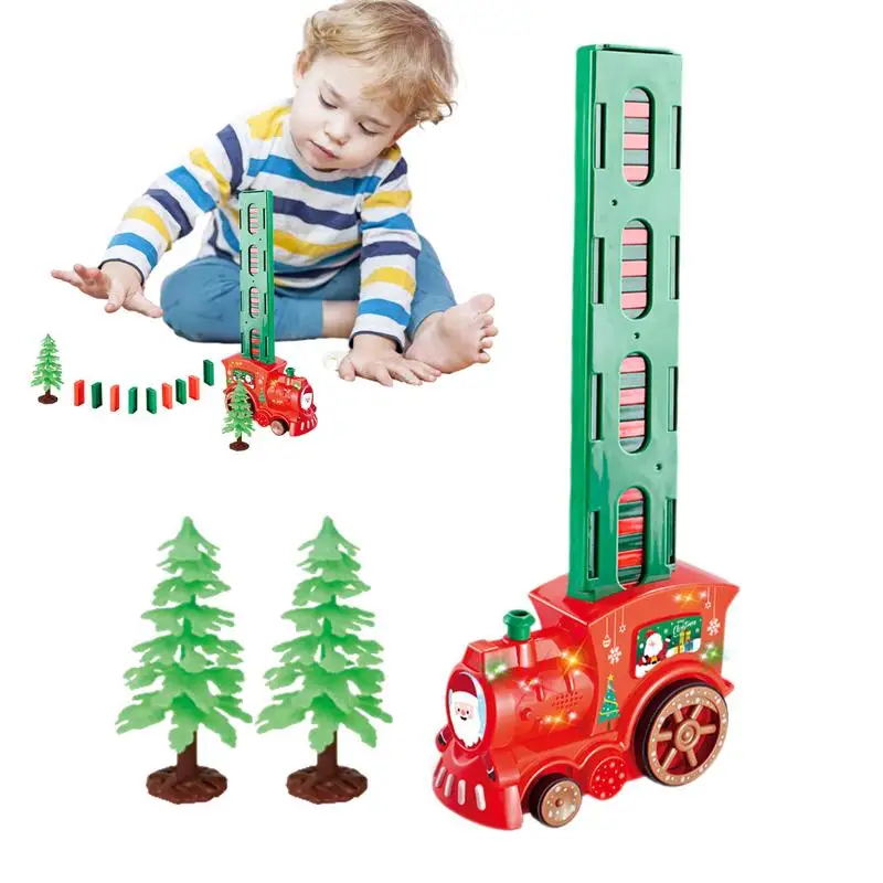 

Automatic Domino Train Toy Children Electric Domino Toy Car Lights And Music Car Dominoes Building Set For Boys And Girls