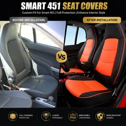 Luxury Custom Fit Seat Covers for Smart Fotwo 451 2014 2013 2012 2011 2010 2009 Interior Upgrade Leather Seat Protection Set