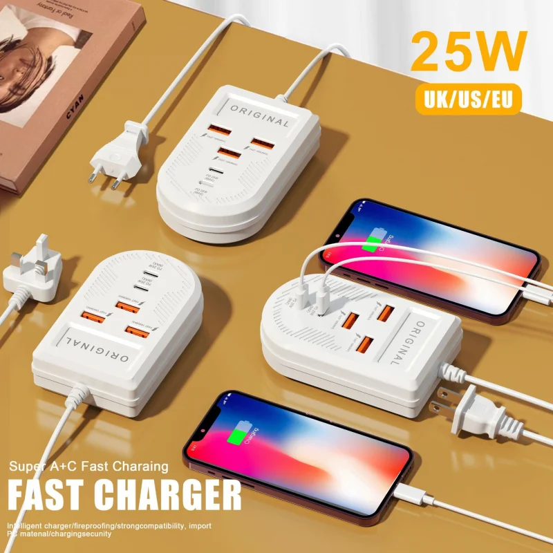 

Pd Row Plug Super Fast Charger Desktop Charger for Android Apple 15 Charger