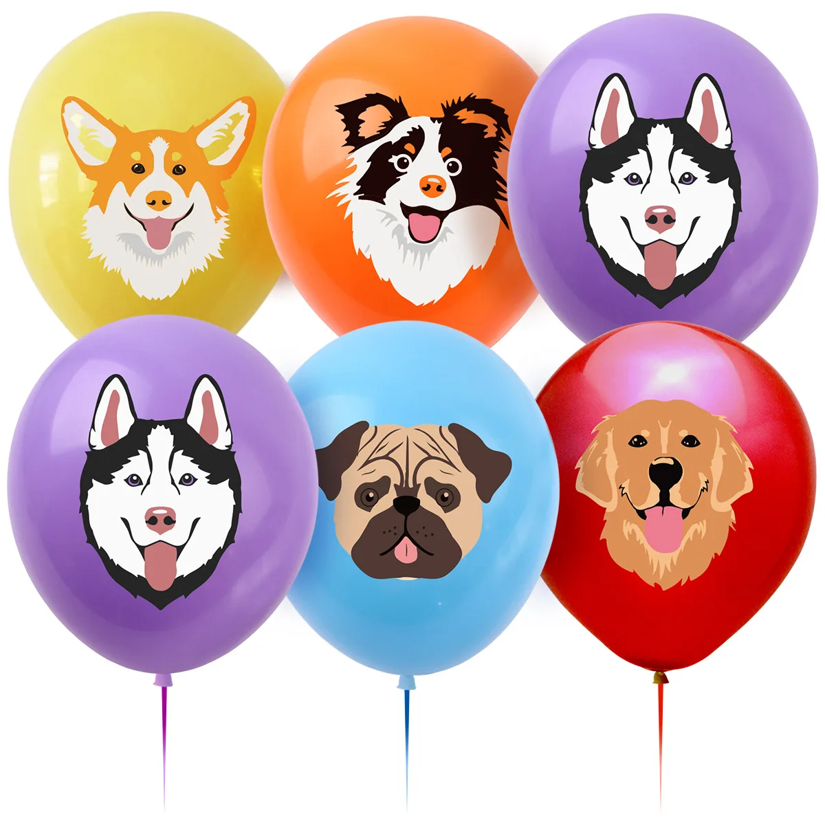 10Pcs 12inch Cartoon Dog Cat Latex Balloon Mix 5 Types Balloon Set Pet Birthday Theme Party Decoration Balloon Supplies