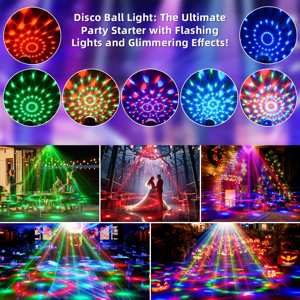 RGB LED Mini Magic Ball Lighting USB LED Stage Disco Light Rotating DJ Ball Strobe Remote Sound Control DJ Party Light RGB Laser