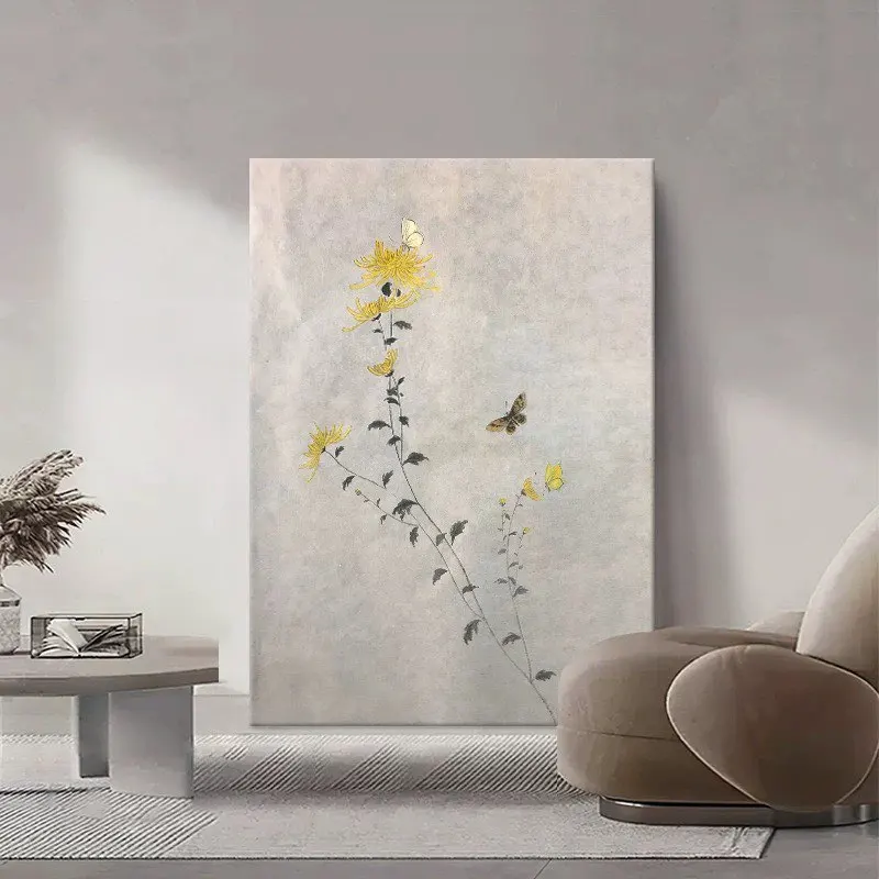 لوحة زيتية نقية مصنوعة يدويًا على القماش على شكل زهور صفراء صورة جدارية لتزيين المنزل ملصق جداري لغرفة المعيشة وغرفة النوم