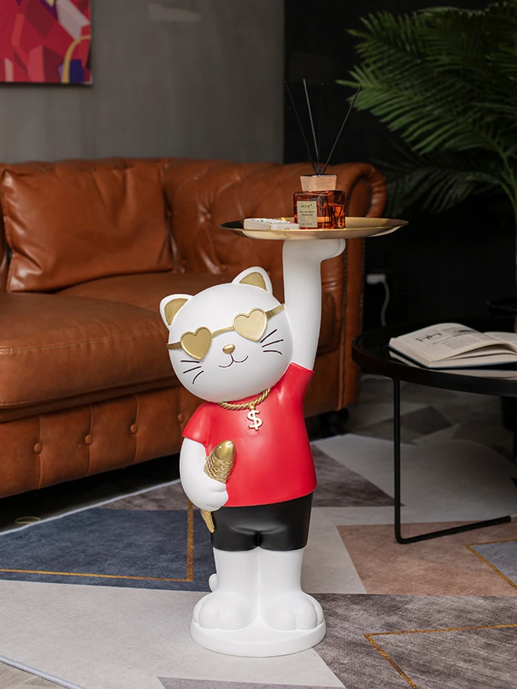 Nordic Home Decor Lucky Cat Statue Luxury Room Decor Large Resin crafts Sculpture LivingRoom Decoration Home Accessorie Figurine