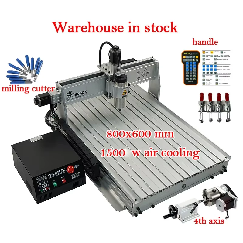 8060 CNC Router Milling Machine 1500W 2200W 3axis 4axis Mach3 USB with Handwheel for Metal Engraving Industrial 110V 220V