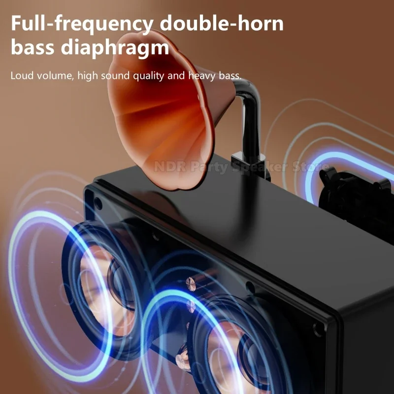 Retro คลาสสิกลายไม้ลําโพงบลูทูธไร้สาย BT สเตอริโอไฮไฟเพลงโฮมเธียเตอร์ลําโพงเหมาะสําหรับของขวัญตกแต่ง