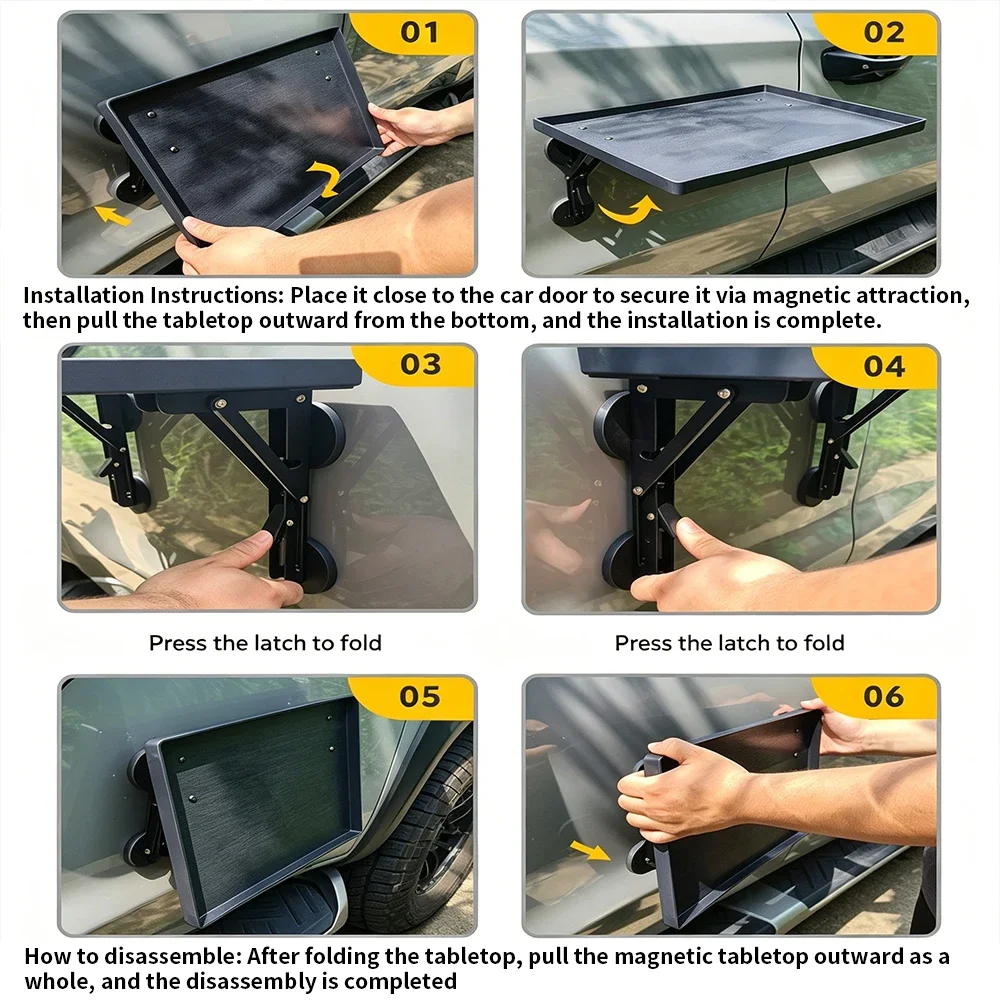 Portable Car Side Door Hanging Tray Foldable Auto Table for Camping Cooking Picnic Road Trip SUV Outdoor Accessories view 2