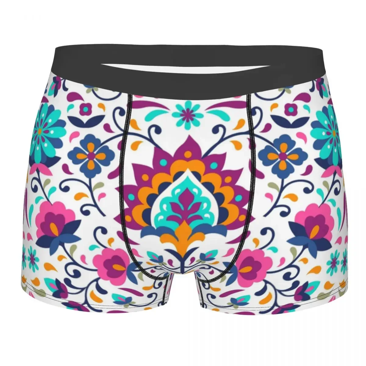 Men's Mexican Floral Colourful Exotic Flowers Underwear Sexy Boxer Shorts Panties Male Breathable Underpants S-XXL