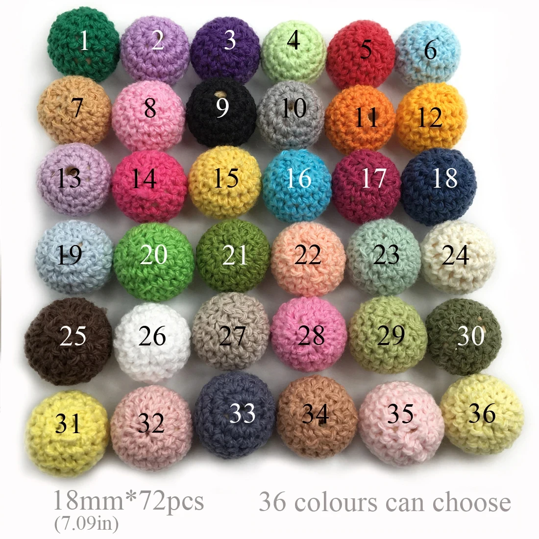 ABCPICK Chunky Wooden Crochet Beads Set Nursing Silk Cotton Knitted Bead DIY Pacifier Chain Jewelry Making Handmade Accessories