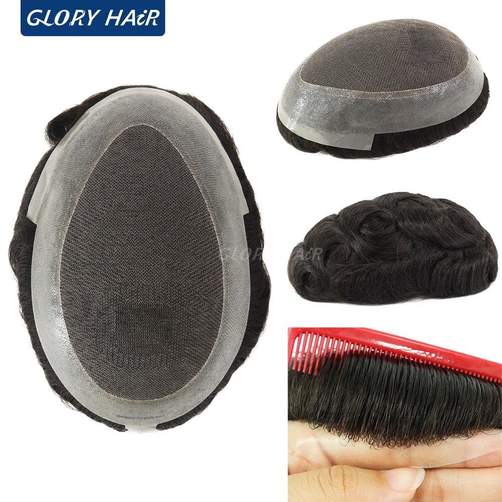 

5 Inch Darkest Brown Men Australia Toupee Indian Human Hair Lace And Pu Base Hair System For Men Hair Prosthesis Free Shipping