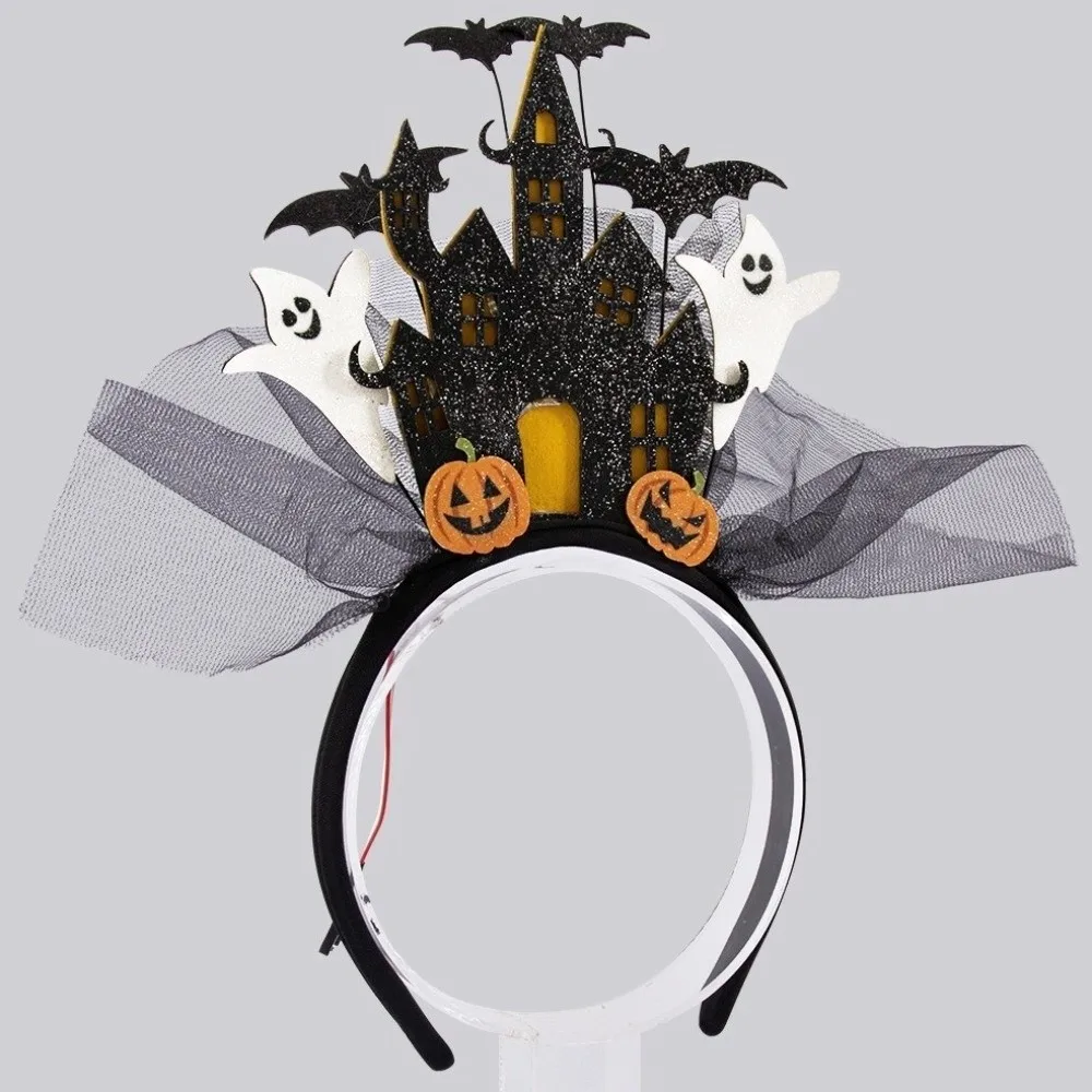 

Gothic White Ghost Halloween Headband Castle Light-emitting Halloween Hair Hoop Electronic Pumpkin Ghost Hairband Cosplay