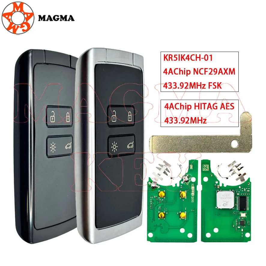 MAGMA KR5IK4CH-01 4A رقاقة 433 ميجا هرتز سيارة مفتاح بعيد لرينو ميجان IV كادجار كليو 5 زو 2 كوليوس كابتور ذات المناظر الطبيعية الخلابة تاليسمان اسبيس 5 #1