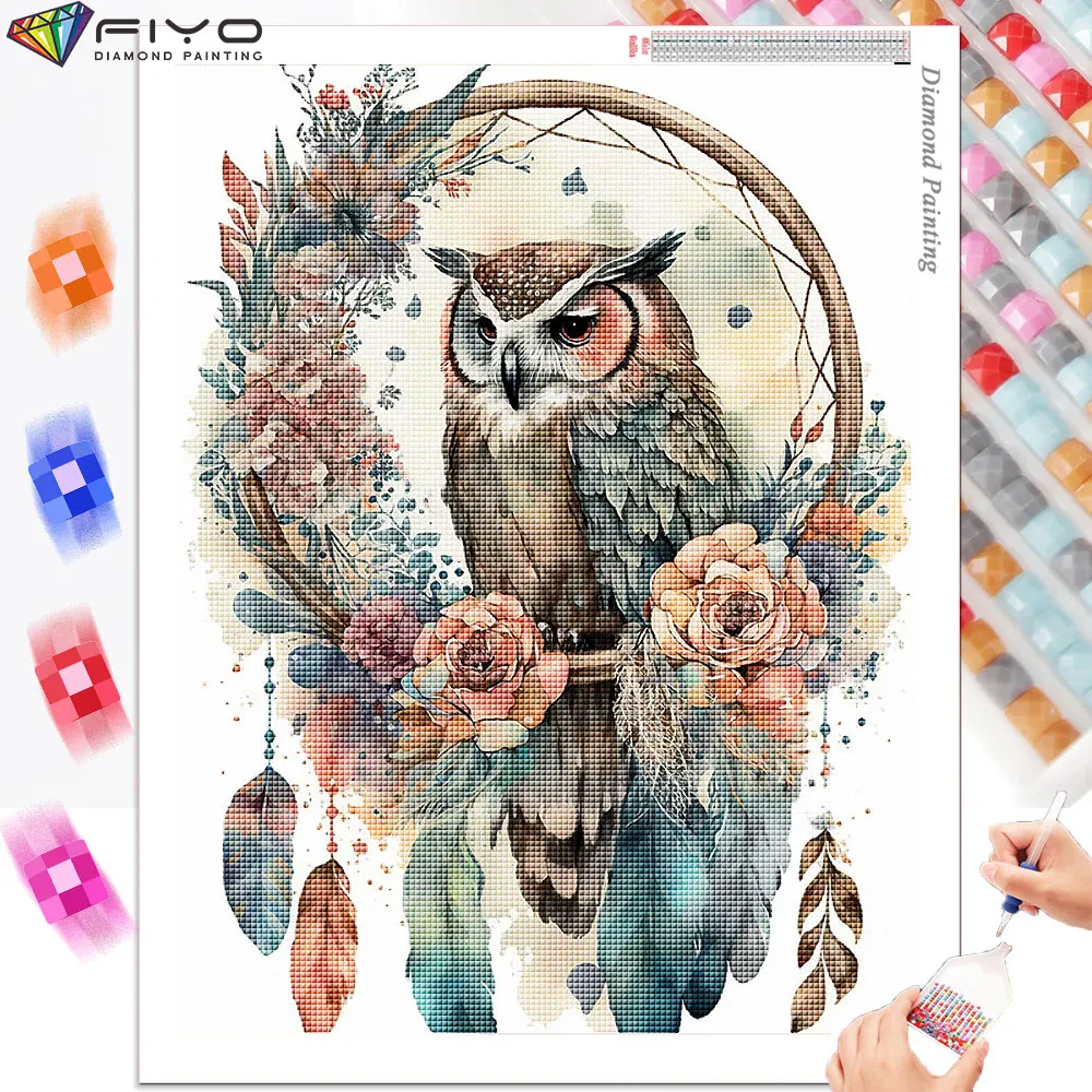 Diamond Painting New 2023 Flower Owl Dream Catcher Full Square/Round Embroidery Mosaic Animal Bird Cross Stitch Home Decoration