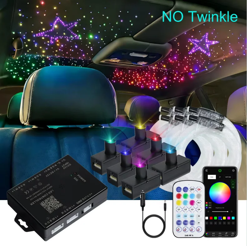 DC12V Car Starry Sky Ceiling Light Colorful Split Starry Sky Fiber Optic Star Light Ceiling APP Control RGBW Fiber Optic Lamp