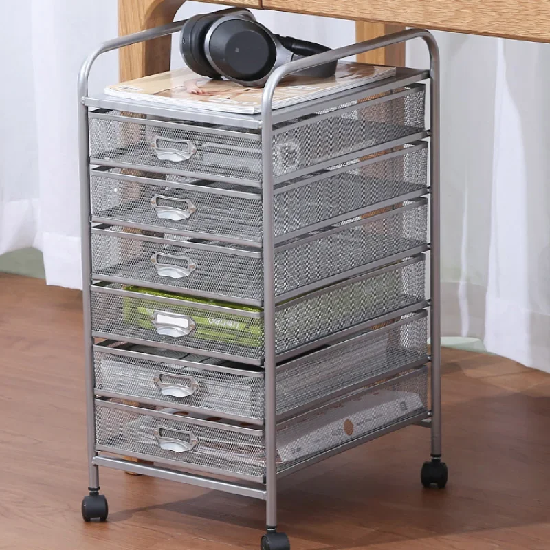 Metal File Frame, Trolley Under Desk A3 with Drawers, Office Data Storage Cabinet A4 Multi-layer Organizer Cart Multi-purpose