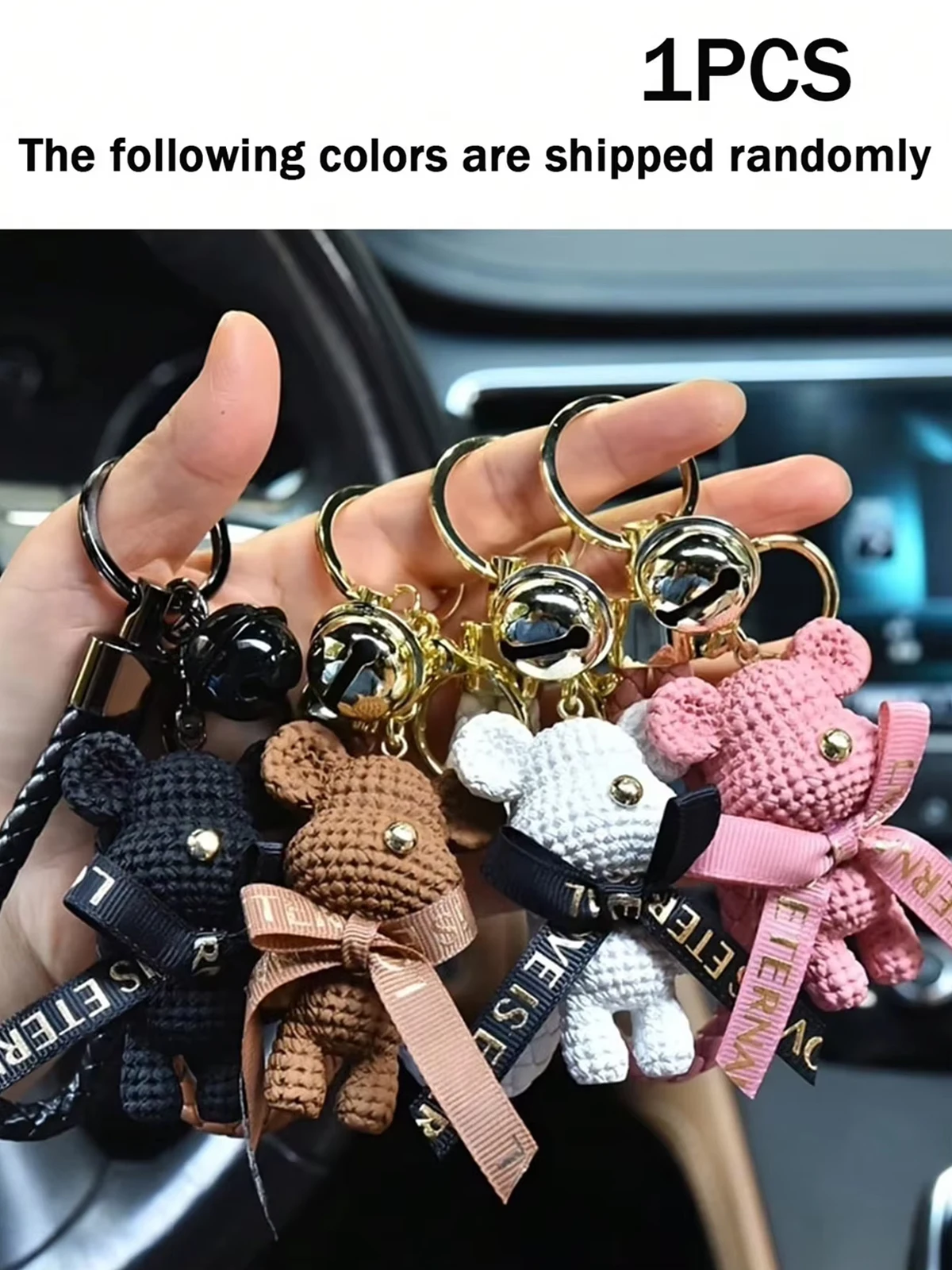 Creative Cute Bear Resin Keychain Jewelry Trinket for Women Bag Charm Phone Pendant Car Keyring Accessory Gift