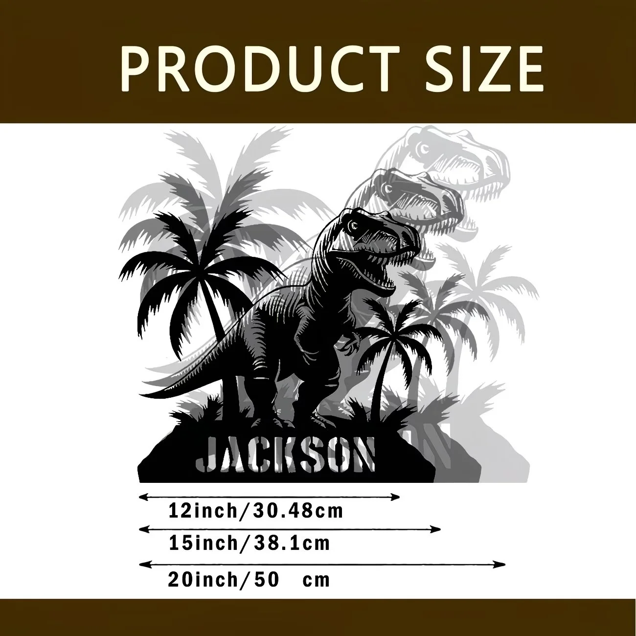 Custom T-Rex Dinosaur Metal Sign - Personalized Outdoor Wall Decor with Name, Metal Art for Porch, Patio, Yard - Perfect Gift