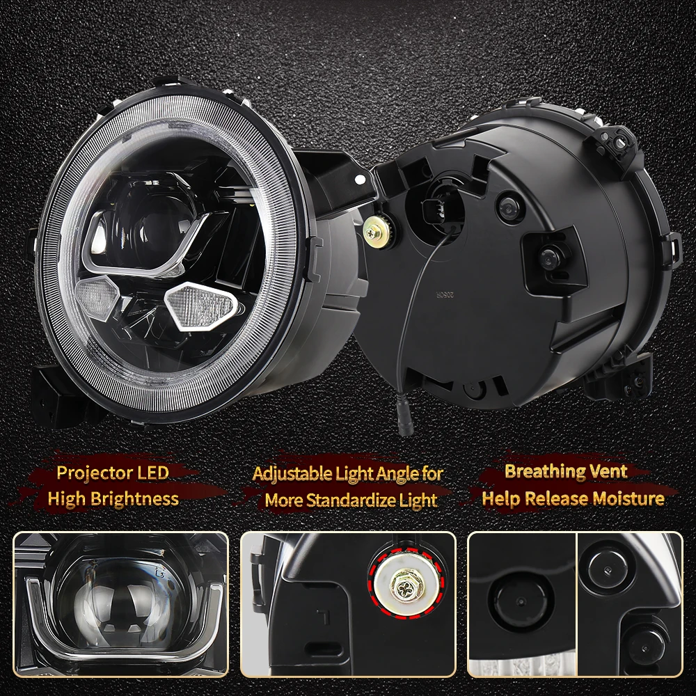 MOVOTOR Auto Lighting Systems 9 Inch LED Headlights with RGB Halo White DRL Amber Turn Signal 1 Pair for Jeep Wrangler JL 2018+