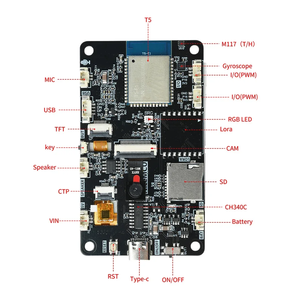 T5 ESP32 Entwicklungsboard 2,8 Zoll TFT Touch-LCD-Bildschirm Mit Kamera TF-Kartensteckplatz Typ-C Wi-Fi BT-Modul – Detail 4