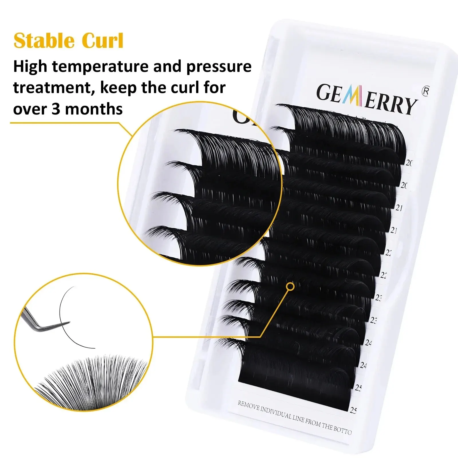 Gemerry Russian Volume Lashes Individual Eyelashes Extension Natural Soft Classic Lash Faux Mink Handmade Fans Makeup