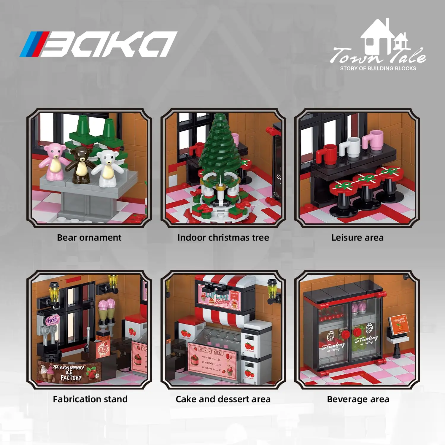 3938PCS Strawberry House Building Blocks City Street View Workshop Building Model Bricks Kids Educational DIY Toys Holiday Gifts