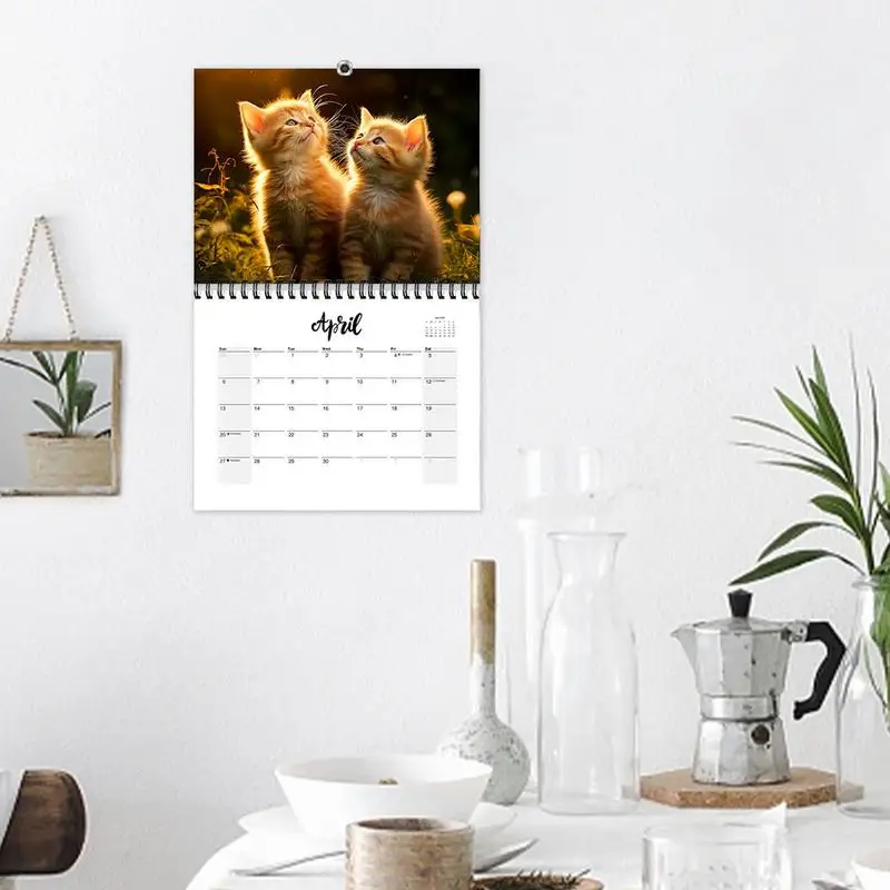 Funny Cat Calendar 2025 Cute Kitten Monthly Calendar Hangable 2025 Family Planner & Daily Organizer 21X28cm Adorable Cat