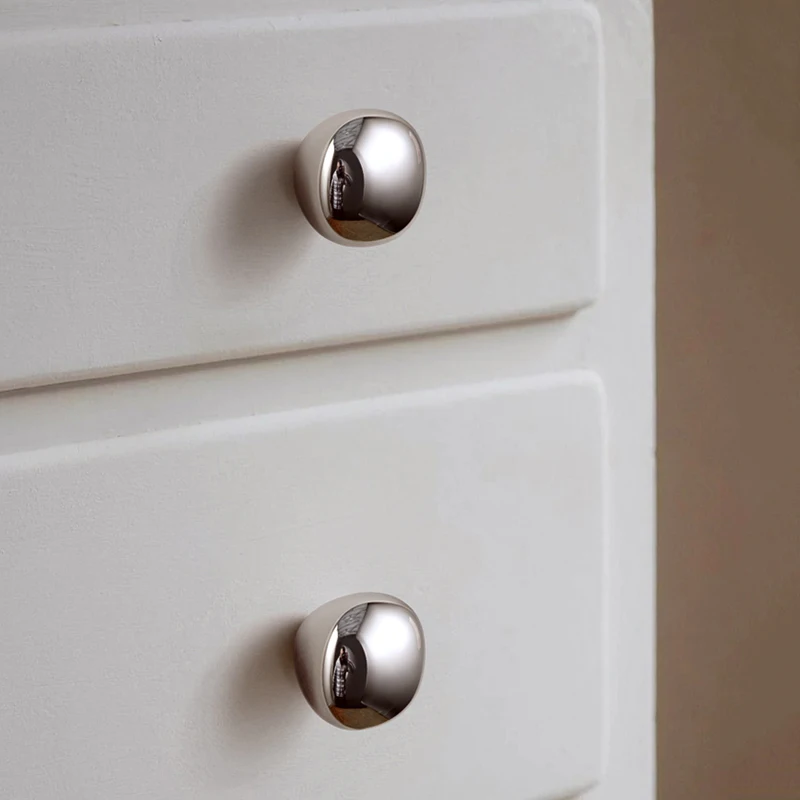 Goo-Ki High-end Solid BrassTitanium Silver Furniture Door Knobs and Cabinet Handles Kitchen Cupboard Drawer Pulls Mushroom Knob