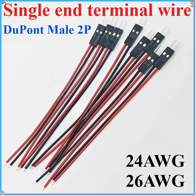 10pcs/20pcs 2pin Dupont Cable 2P 2 Pin Male Jumper Connector Wire 2.54mm Pitch Length 10CM 20CM 30CM Single Head For 3D Printer