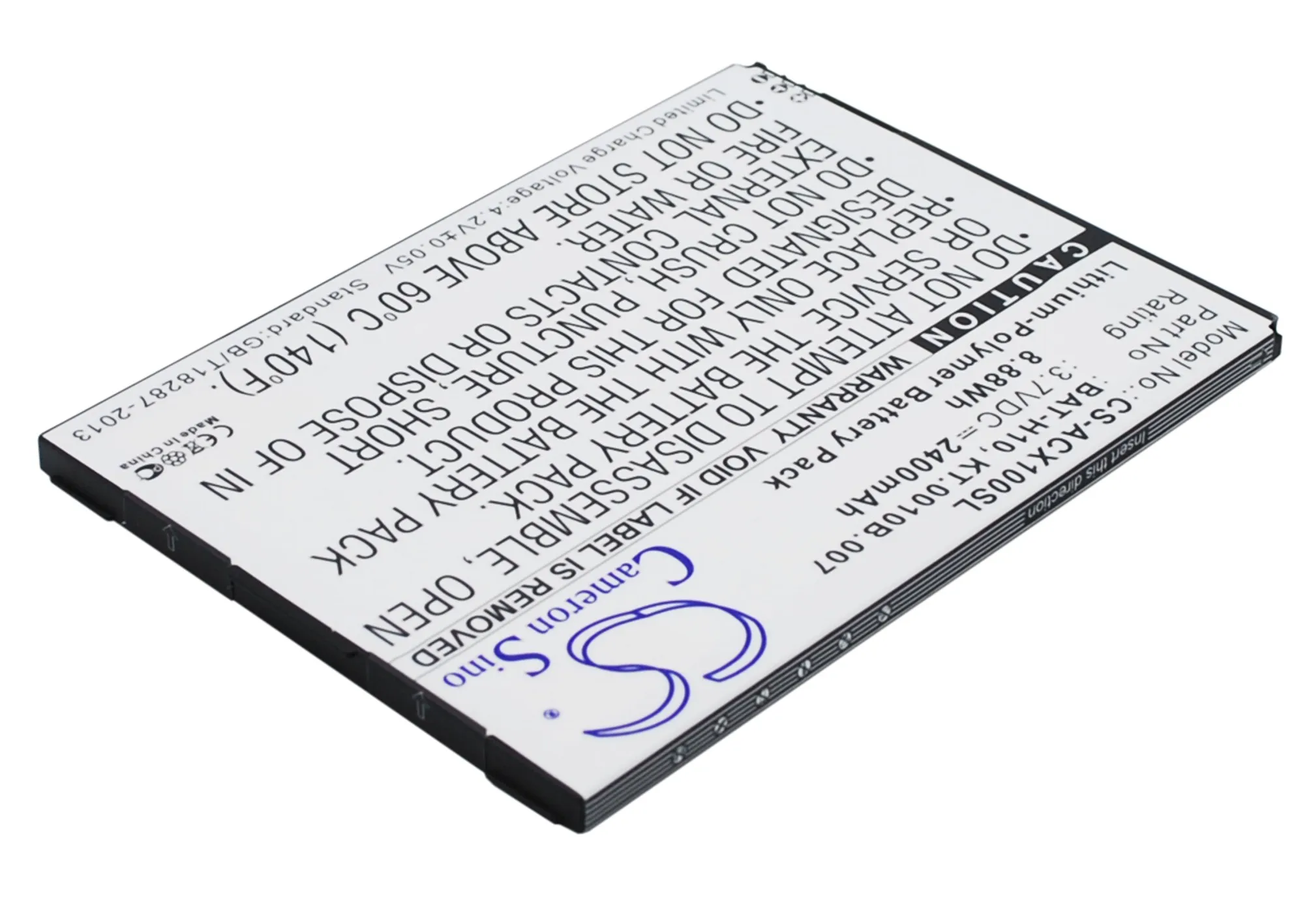 

CS-ACX100SL Аккумулятор емкостью 2400 мАч BAT-H10, KT.0010B.007 для Acer Liquid X1 S53