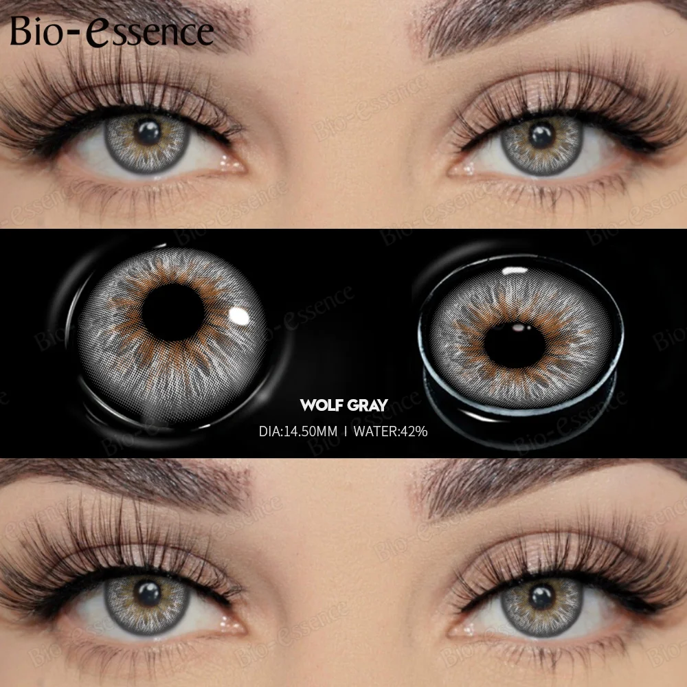 Bio-essence 0~-6.00 Myopia Lenses 1 Pair Colored Contact Lenses with Degree Natural Eye Contact Prescription Lens Fashion Lenses