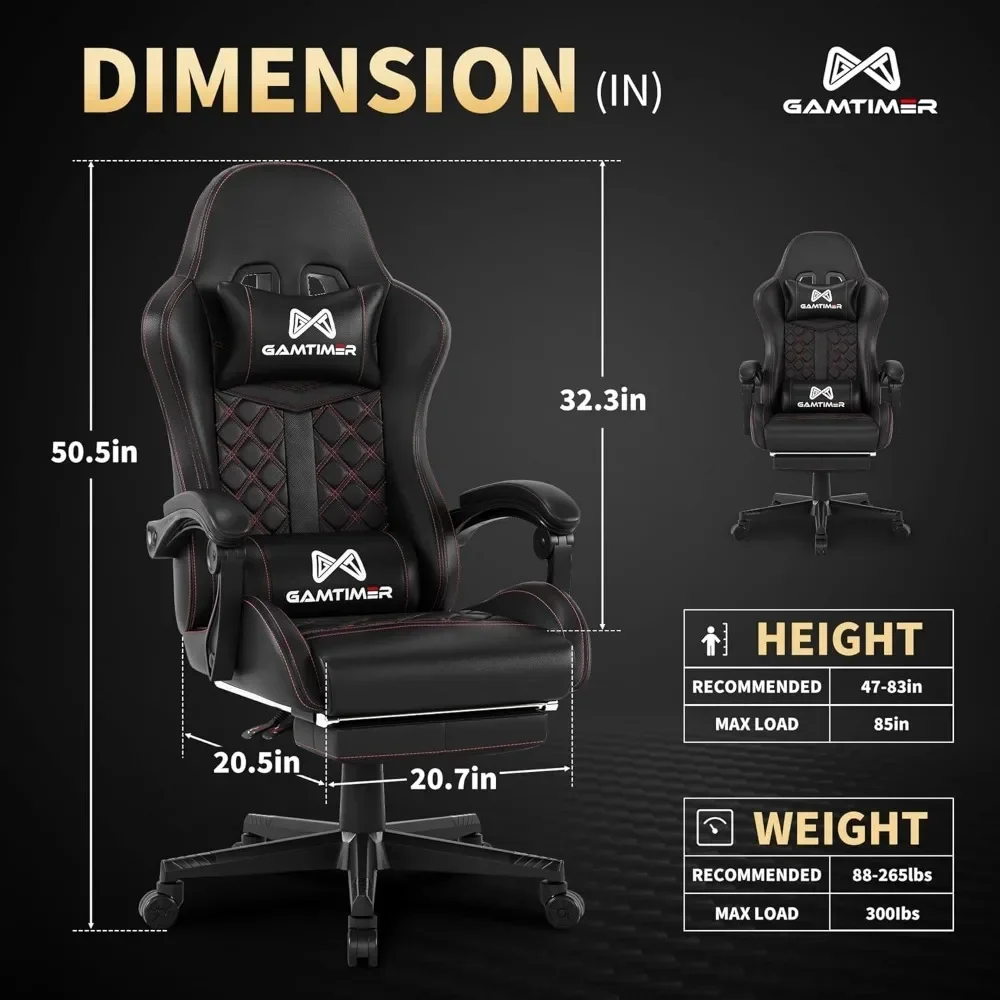 Kursi komputer kantor dengan sandaran kaki, kursi berbaring 155 °, kursi komputer sandaran tinggi ergonomis dengan sandaran kepala