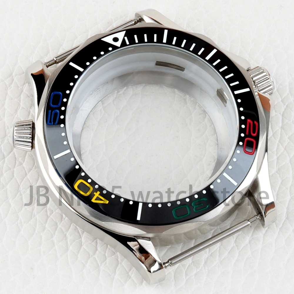 41mm Silver NH35 Watch Case Stainless Steel Fit Seiko NH35 NH36 Automatic Movement 31mm Dial Seamaster 300 Case Watch Parts image 3