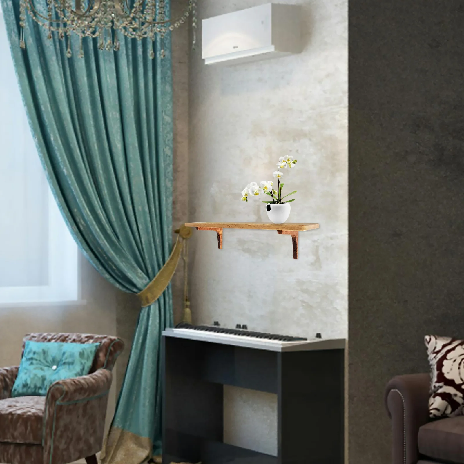 L دعامة زاوية الثقيلة رف معلق دعم رف خشبي قوس لرفوف خزانة الكتب على الحائط منضدة بين قوسين