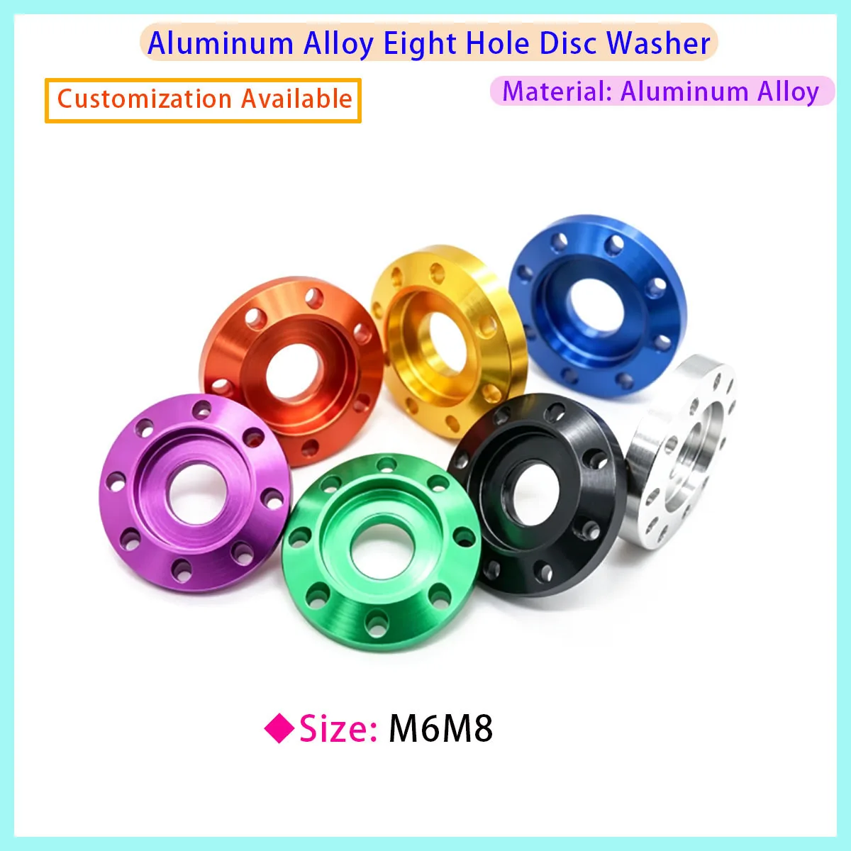Aluminum Alloy Eight Hole Disc-shaped Gasket/electric Motorcycle Pedal Modification Gasket Colorful Decorative Gasket M6 M8